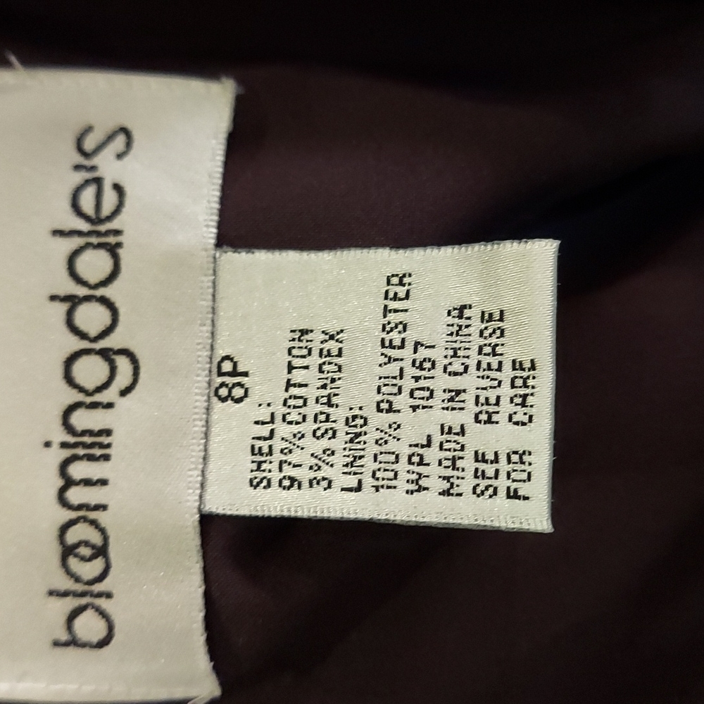 Bloomingdale's Long Brown Tailored Dress Jacket 8P Stand Collar Button Detail - Picture 5 of 5
